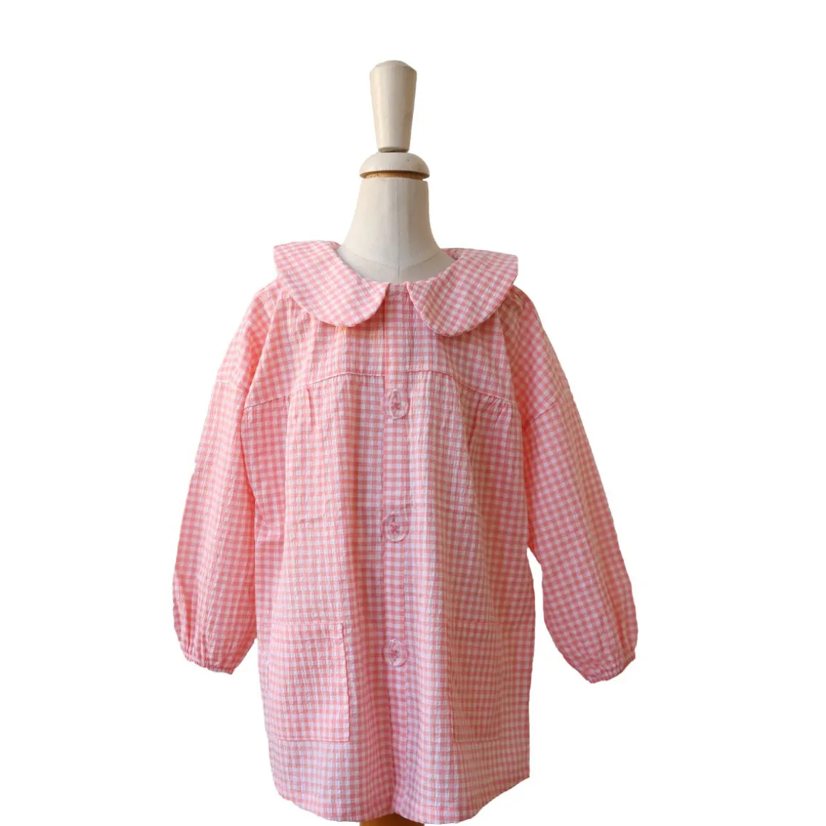 Tablier d'école enfant vichy rose