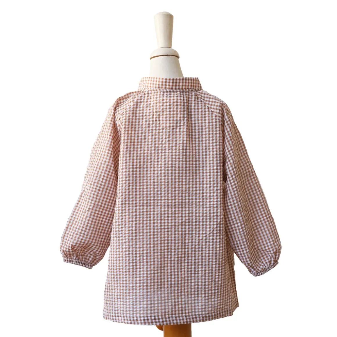Tablier d'école enfant vichy marron