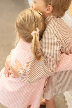 Tablier d'école enfant vichy marron