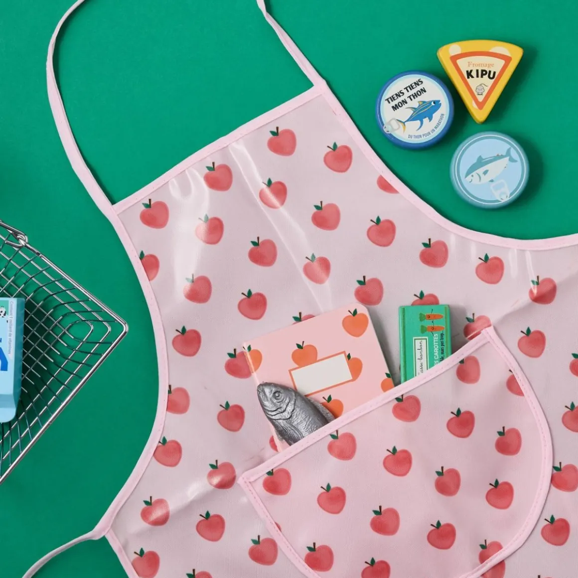 Tablier de cuisine pommes roses - Dans mon jardin