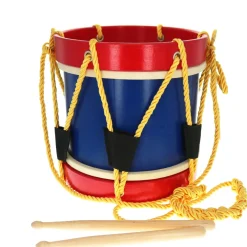 Tambour en bois bleu et rouge