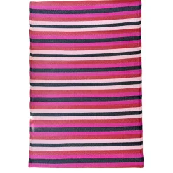 Tapis d'extérieur à rayures roses et noires -120x180