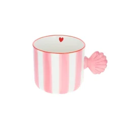 Tasse à café rayée rose coquillage - Trouville