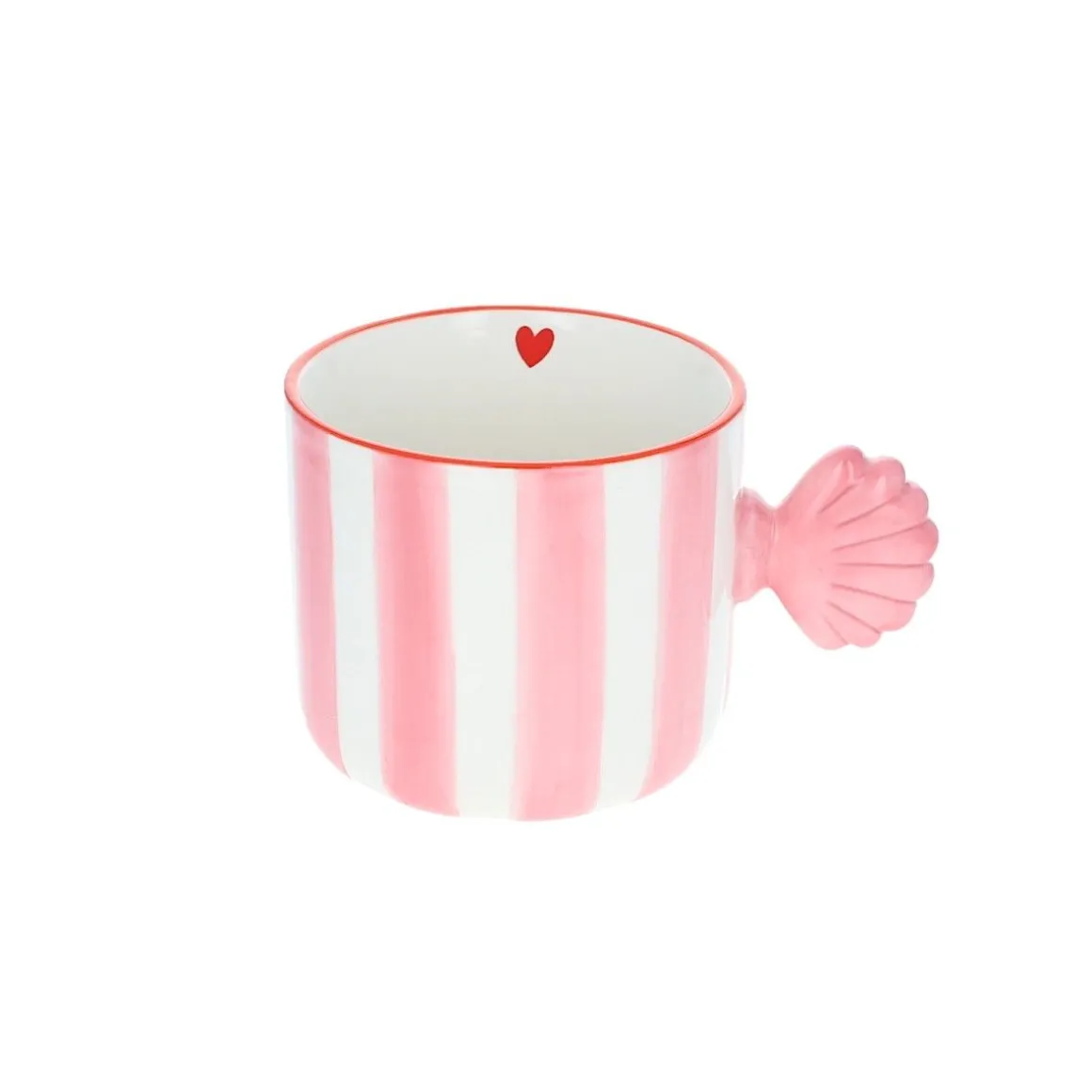 Tasse à café rayée rose coquillage - Trouville