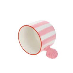 Tasse à café rayée rose coquillage - Trouville