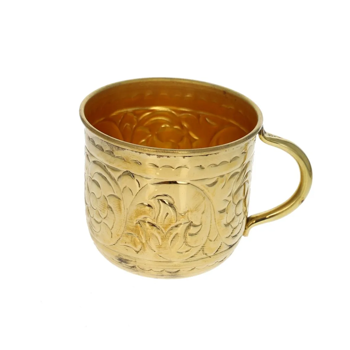 Tasse en laiton fleurs