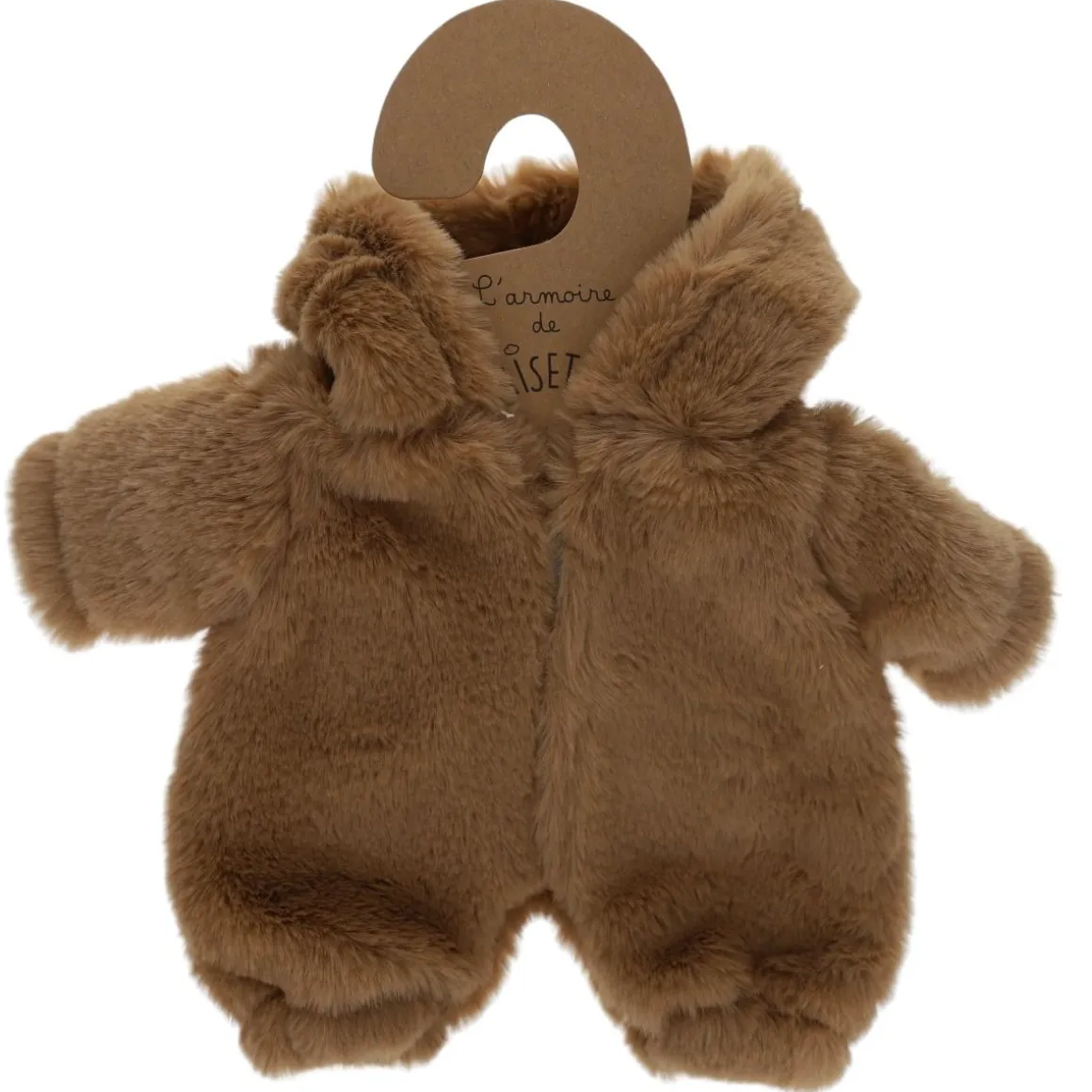 Tenue de poupée combinaison fausse fourrure marron - Chaton