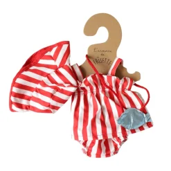 Tenue de poupée Pia robe rayée rouge et blanc - Trouville