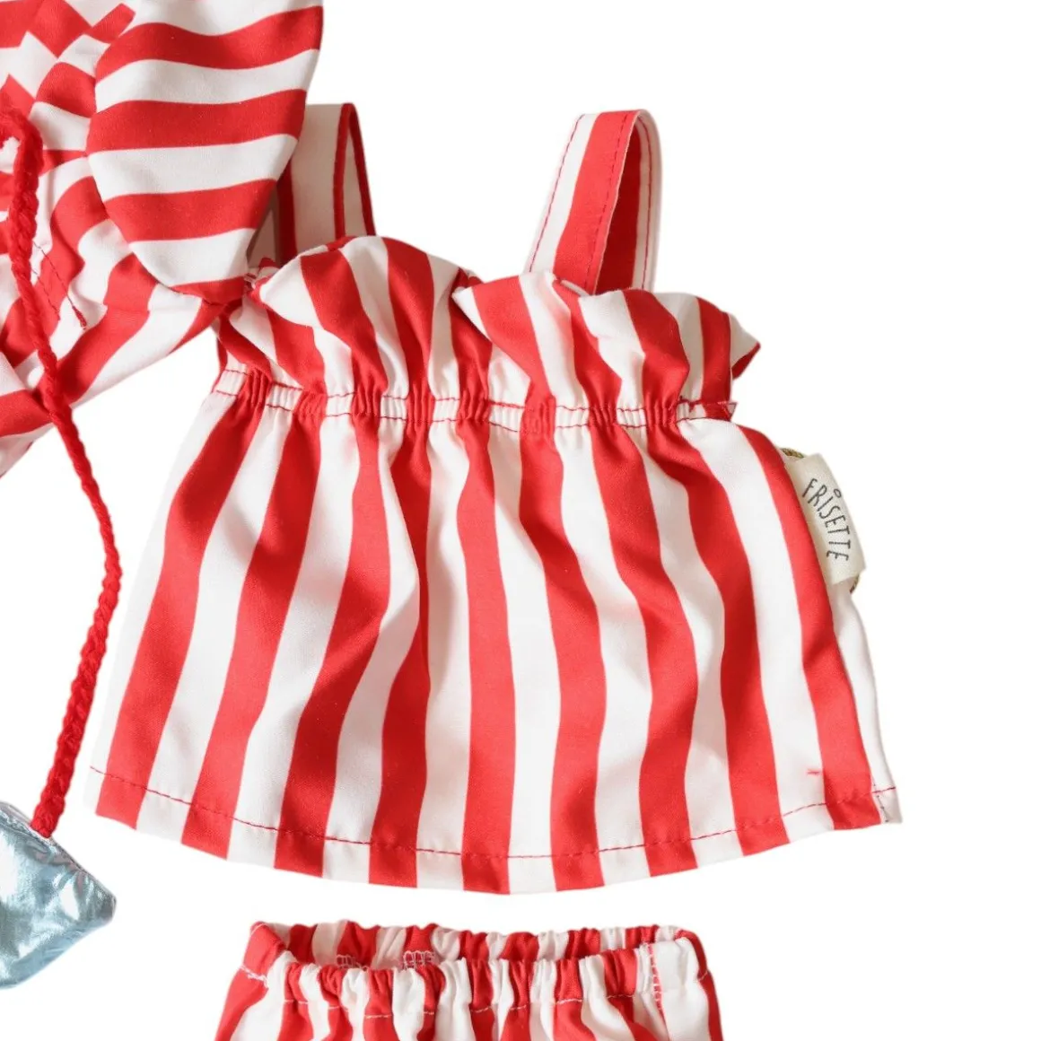 Tenue de poupée Pia robe rayée rouge et blanc - Trouville