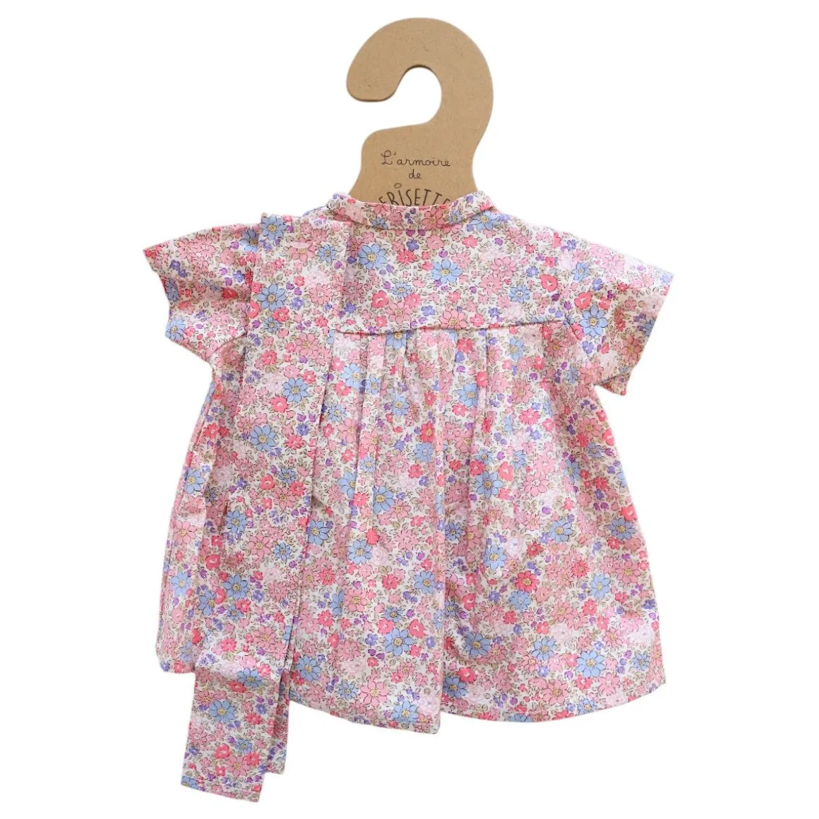 Tenue de poupée Rosie robe fleurie bleu et rose