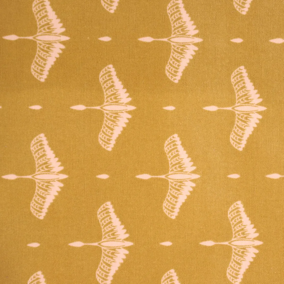 Toile cirée oiseaux moutarde