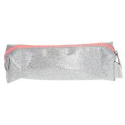Trousse argentée et rose à paillettes