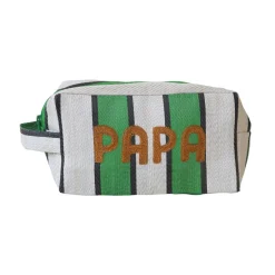 Trousse rayée verte broderie Papa - Copacabana party !
