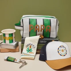 Trousse rayée verte broderie Papa - Copacabana party !