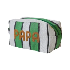 Trousse rayée verte broderie Papa - Copacabana party !