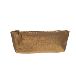 Trousse stylos en cuir bronze