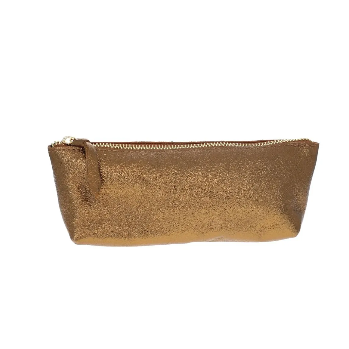 Trousse stylos en cuir bronze