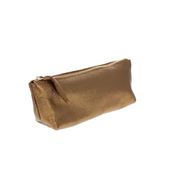Trousse stylos en cuir bronze