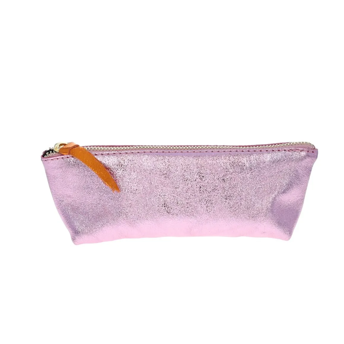 Trousse stylos en cuir rose pale