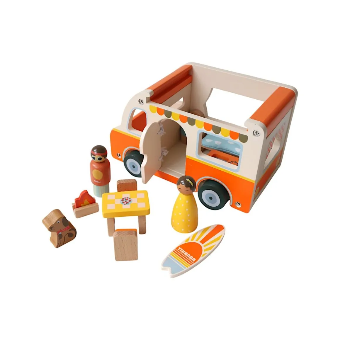 Van camping car rétro jouet en bois