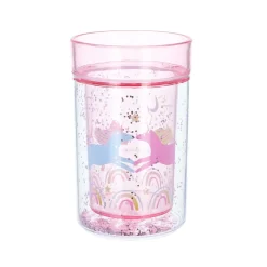 Verre à paillettes rose licornes
