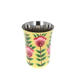 Verre acier fleurs jaune