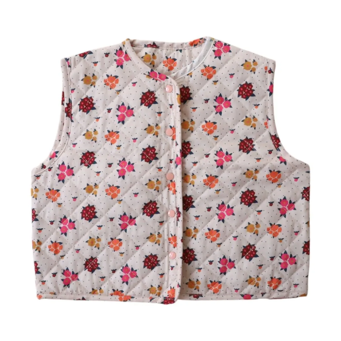 Veste sans manches matelassée enfant fleurie - La vie en rose